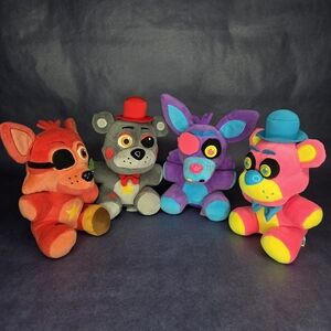 Funko Five Nights Plush Set - Red, Gray, Purple, Neon Pink Characters